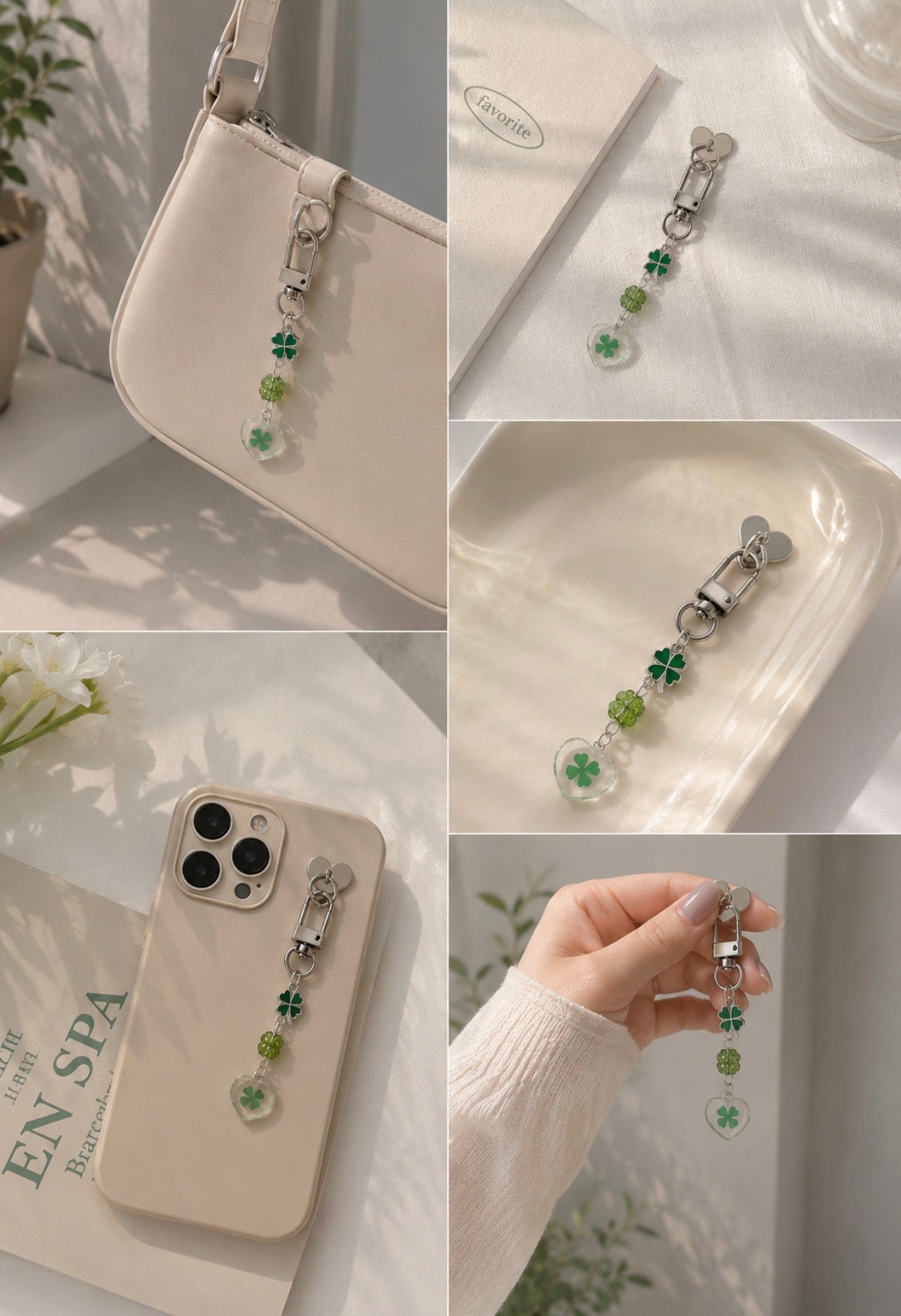 Clover heart keychain