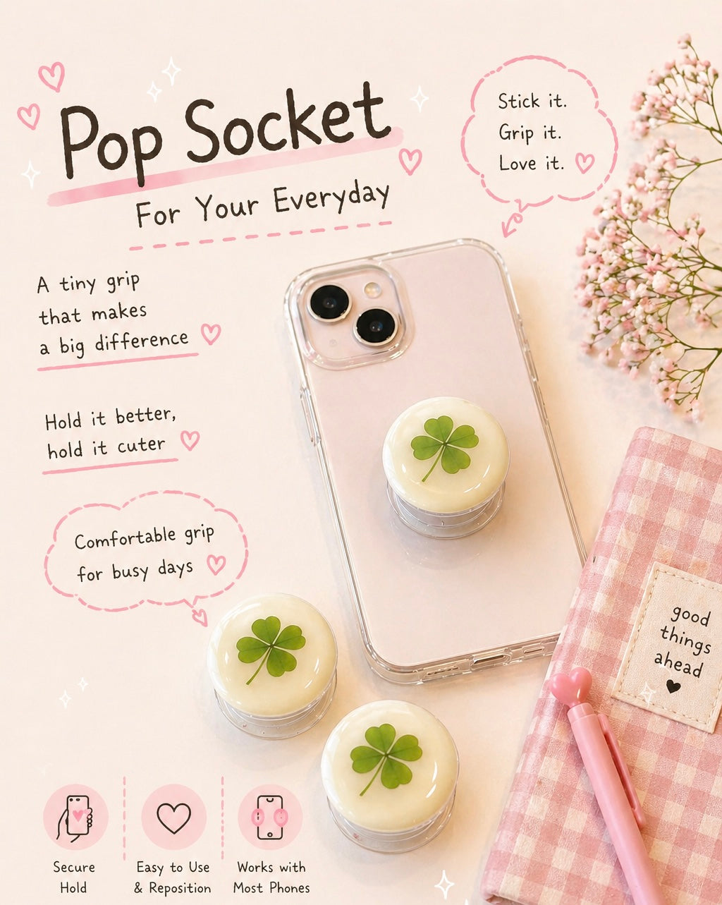 Clover pop socket