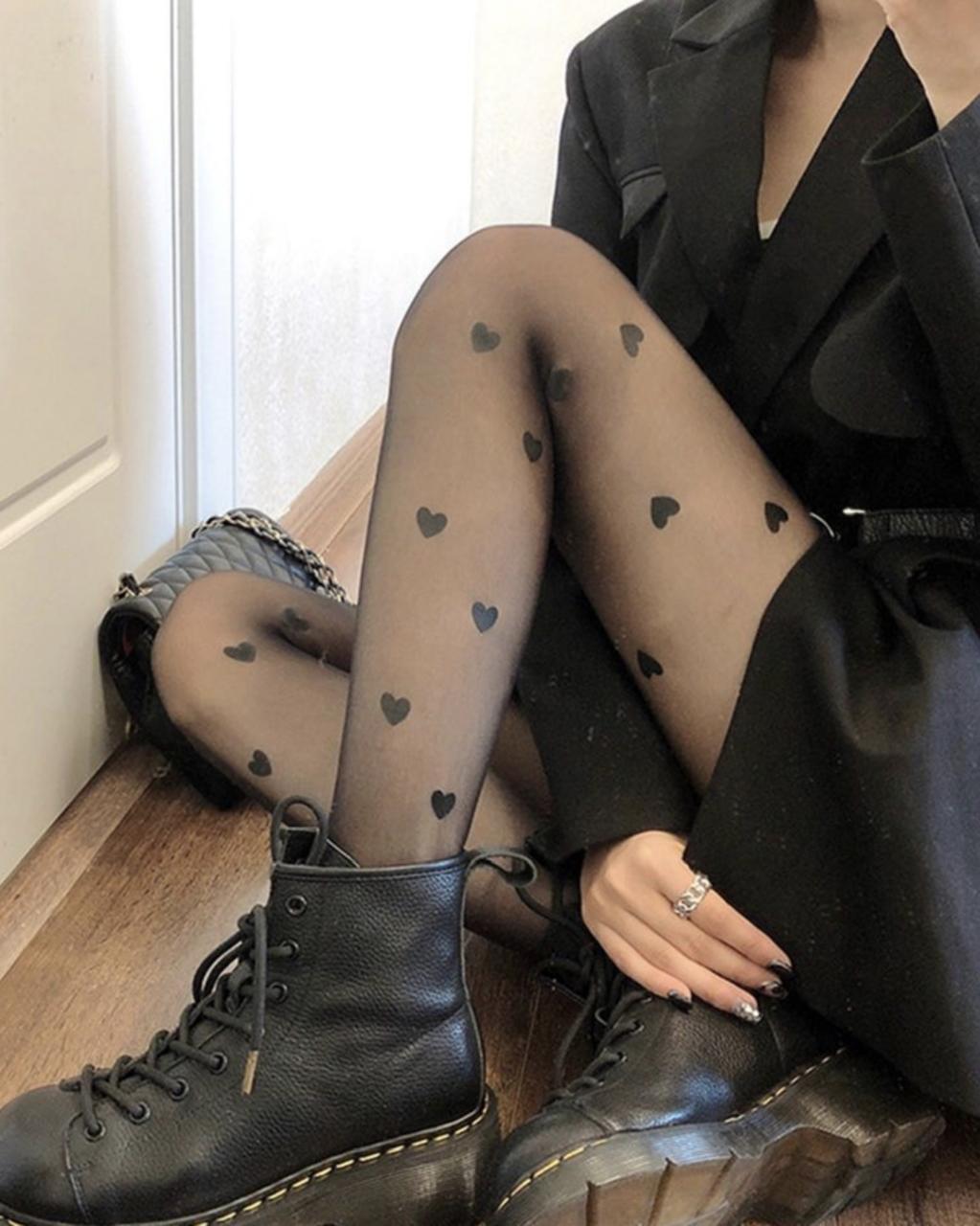 KEiKI Black Heart Stockings