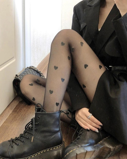 KEiKI Black Heart Stockings